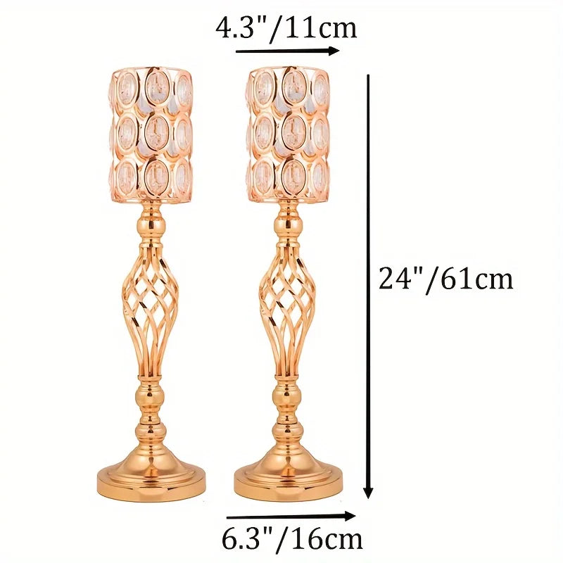 Metal Diamond Crystal Vase And Multi-Purpose Flower Stand Wedding Centerpiece