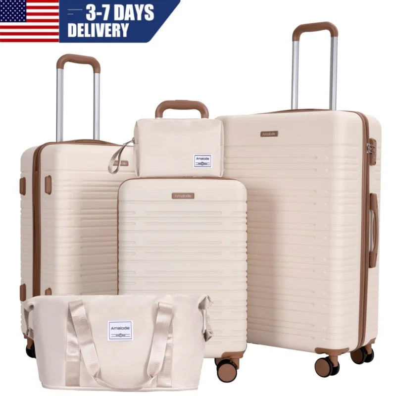 AMALODIECN 3-Piece Luggage Set With Spinner Wheels TSA Lock