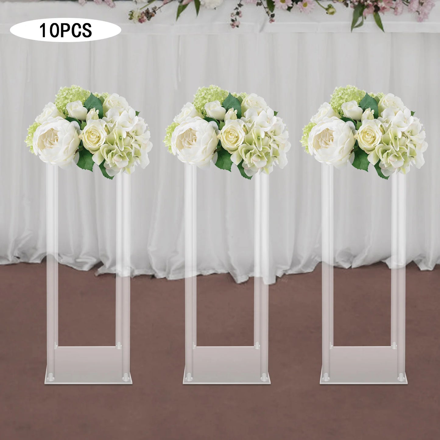 NONECN Clear Column Flower Display Stands 10 Pcs Acrylic Geometric Centerpieces