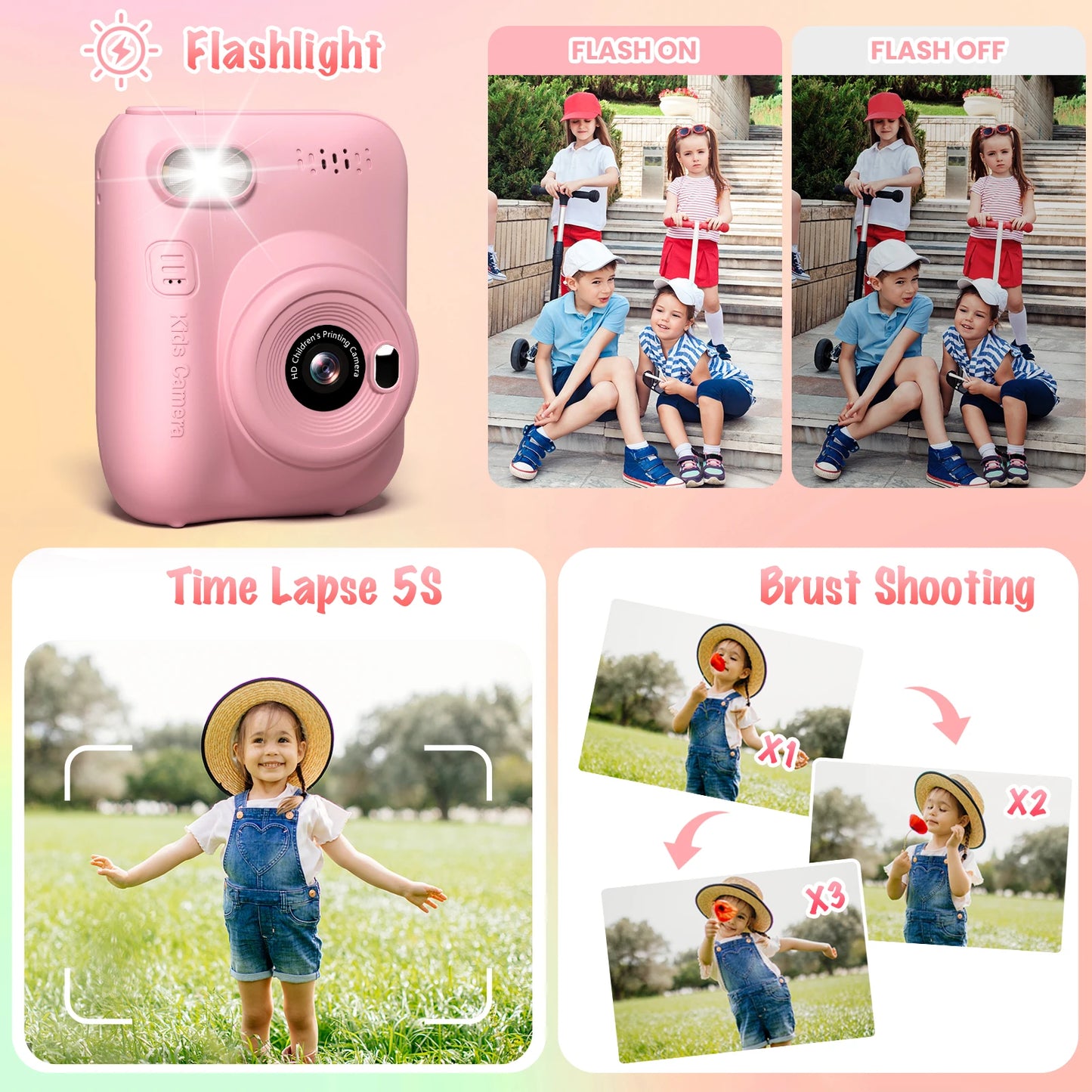 DIAMOOKYCN Instant Print Camera For Kids With 32MP HD
