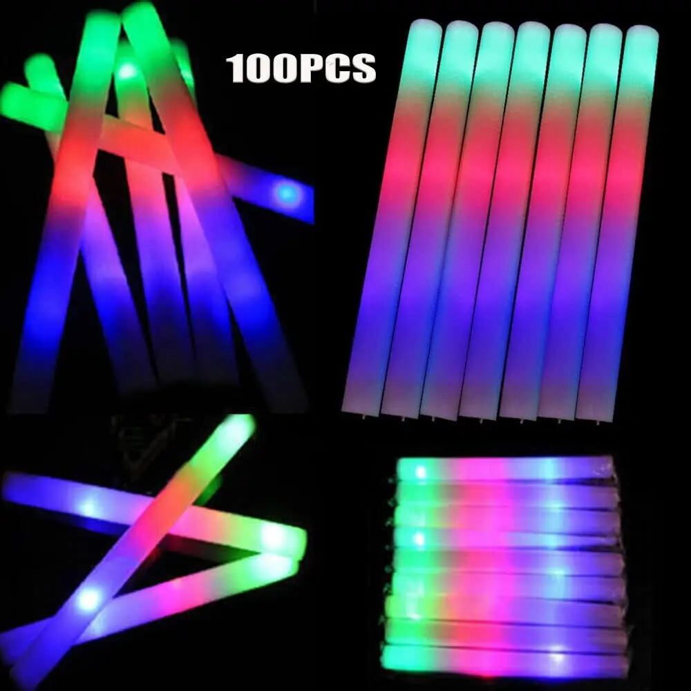 Jianyana RGB LED Glow Foam Sticks 100 Pieces For Parties