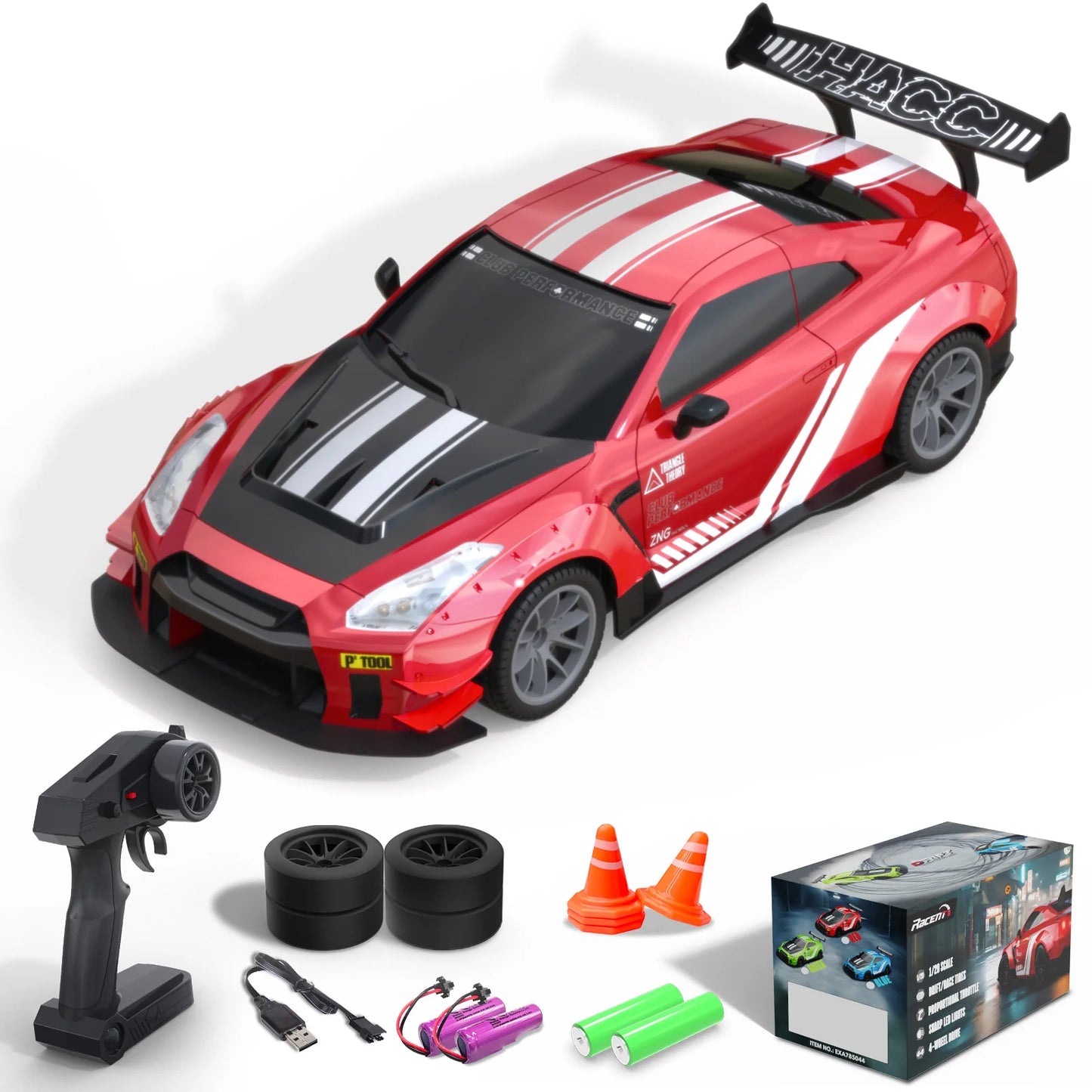 RACENT RC Drift Car High Speed 4WD Remote With LED