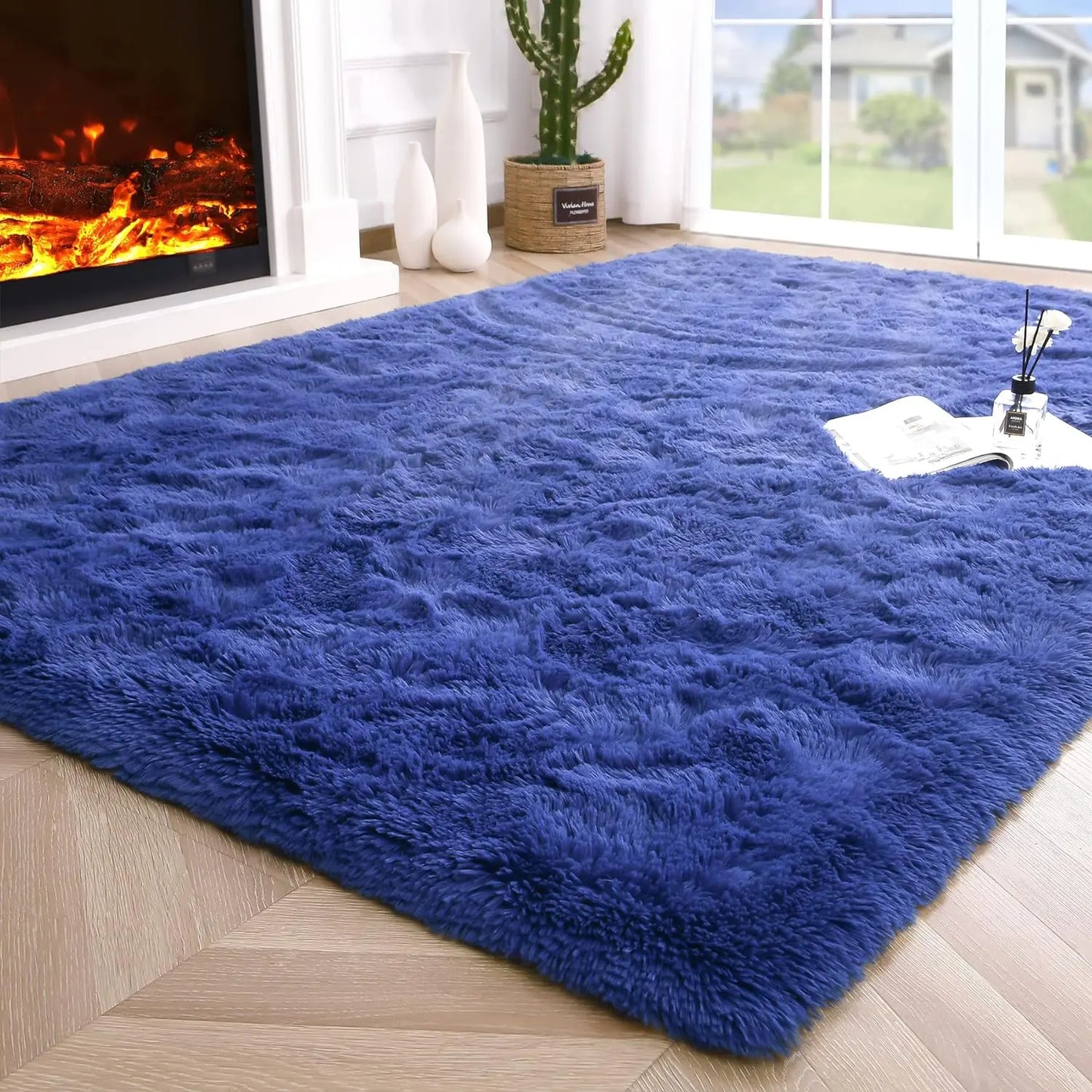 AUBUSSON Fluffy Polyester Rugs For Bedroom And Living Room Decor