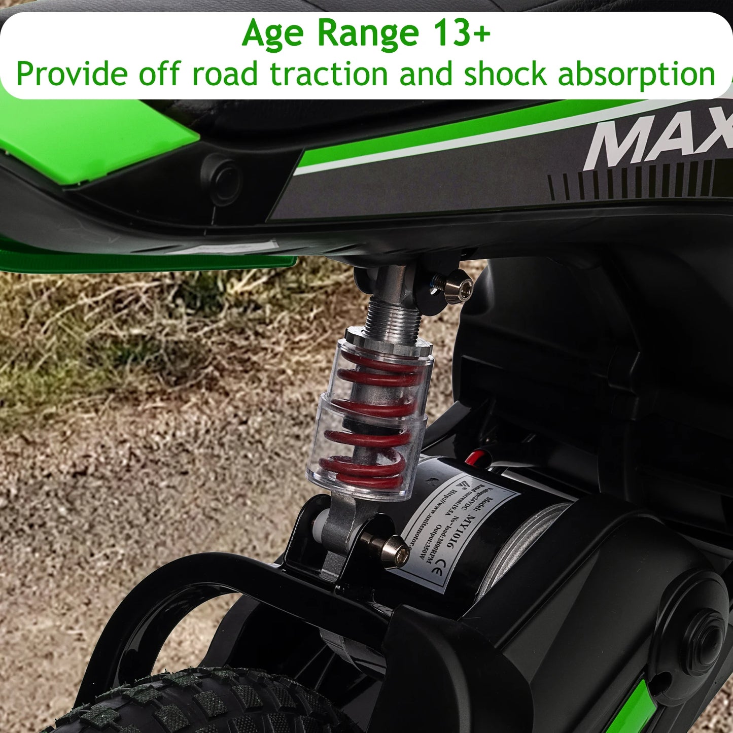 24V Electric Dirt Bike for Kids 350W Ride On Motorcycle Ages 5+ Up to 14.29 MPH 2-Speed Modes Max Weight 135 Lbs