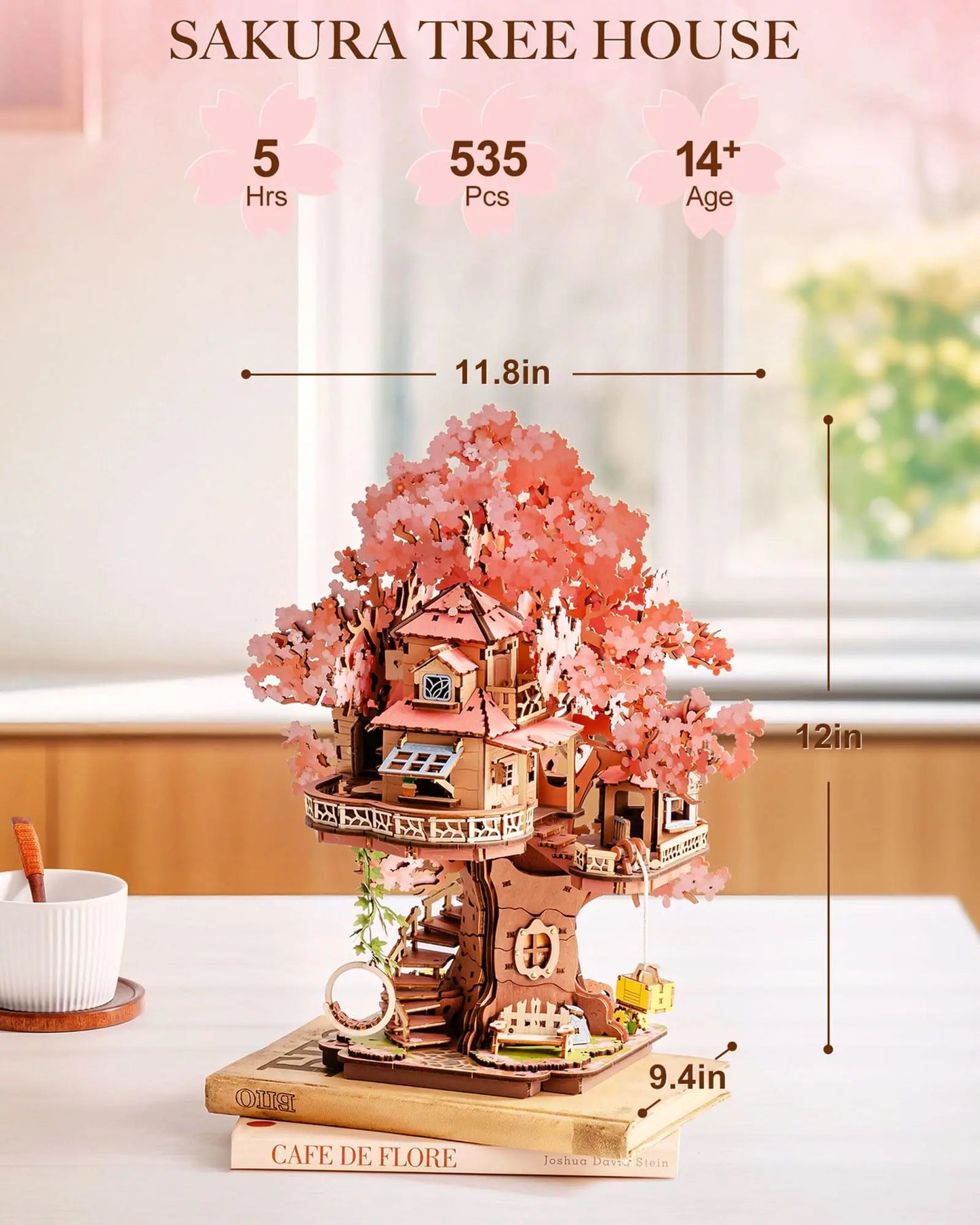 Robotime Sakura Tree House 3D Wooden Puzzle Kit for Adults