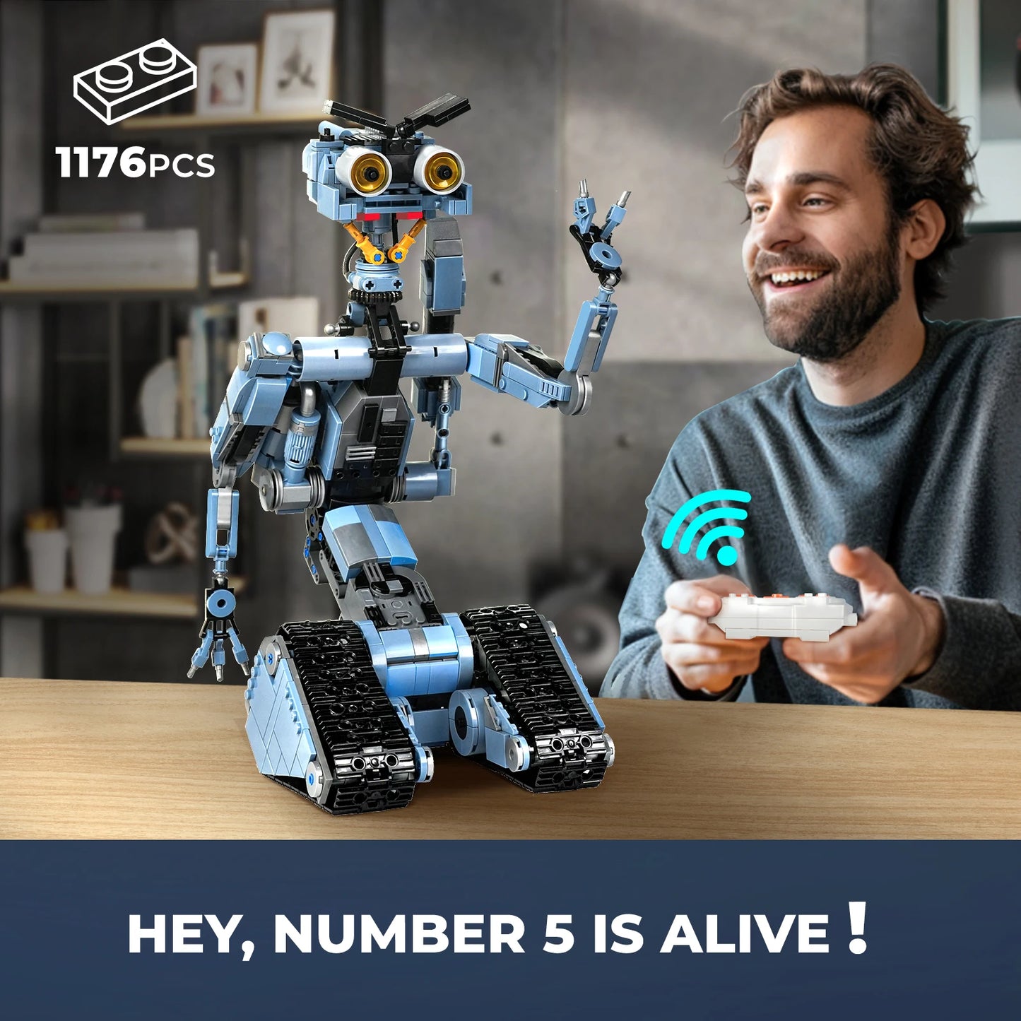 Johnny 5 Robot Building Blocks Set With Remote Control