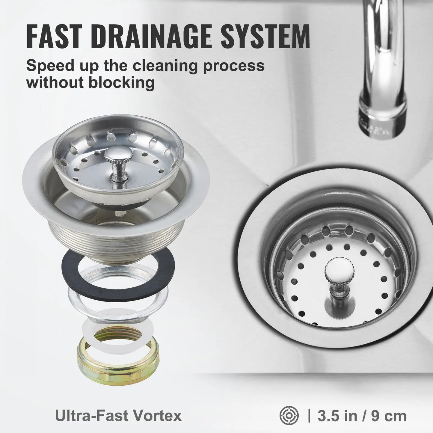SucceBuy Stainless Steel Kitchen Sink With Faucet Commercial Grade