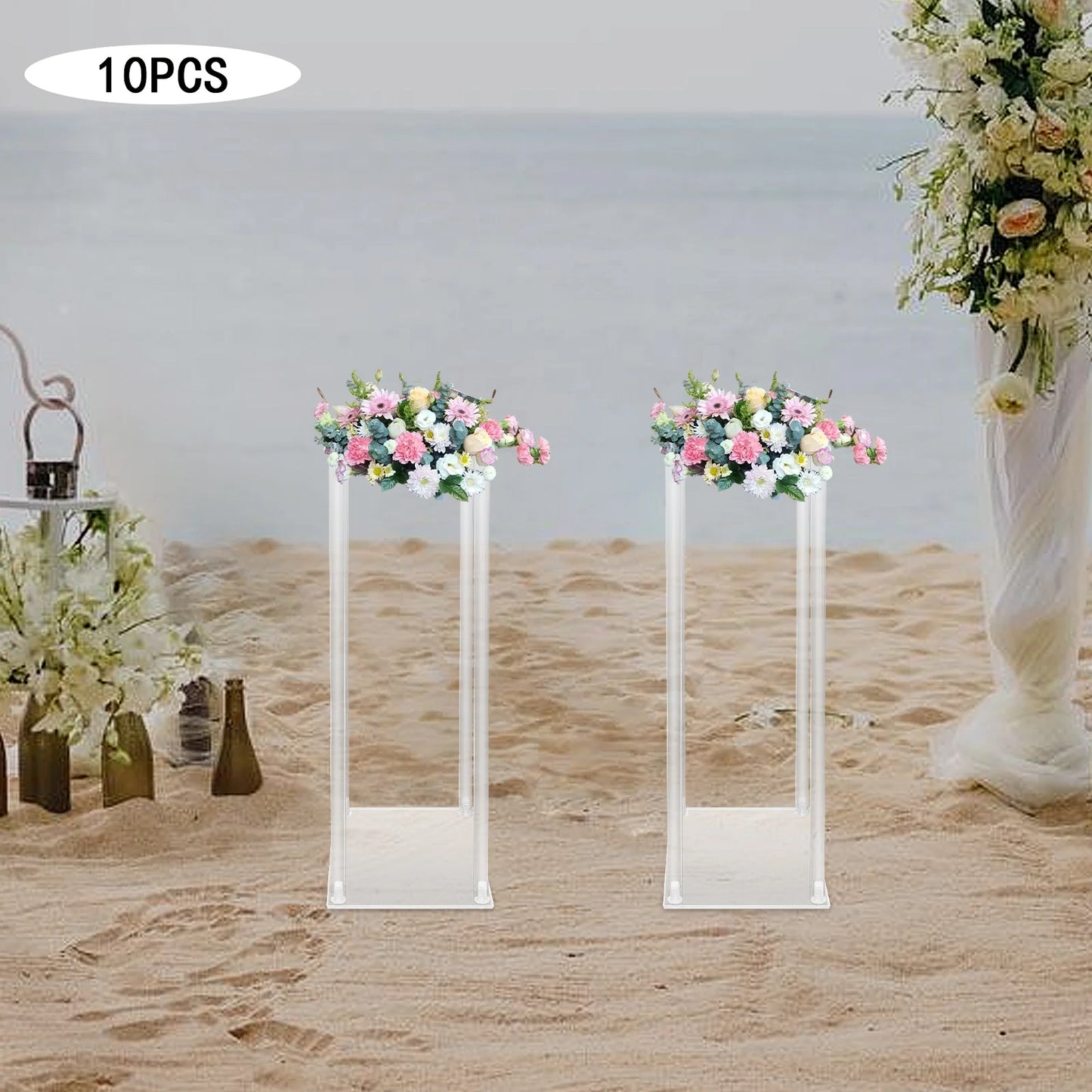 NONECN Clear Column Flower Display Stands 10 Pcs Acrylic Geometric Centerpieces