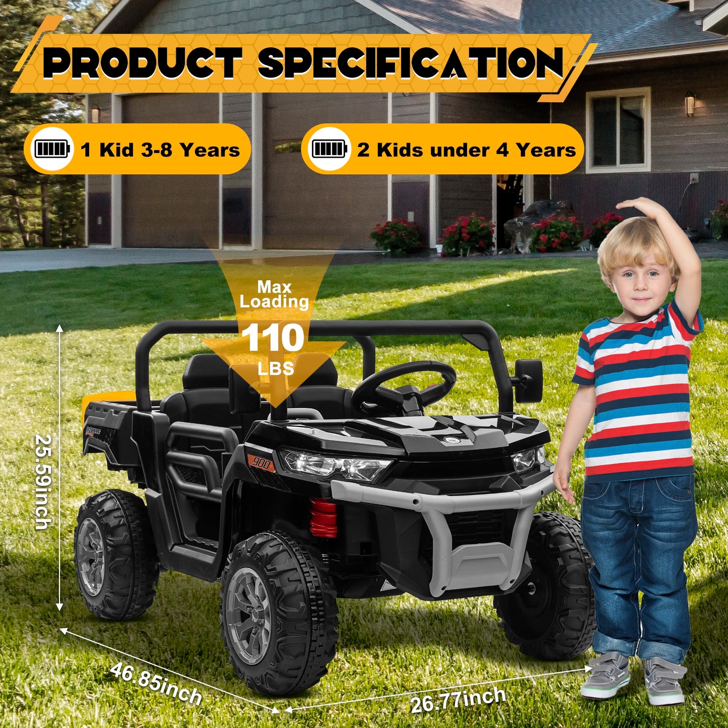 24V Ride On Dump Truck For Kids 2 Seater Bluetooth