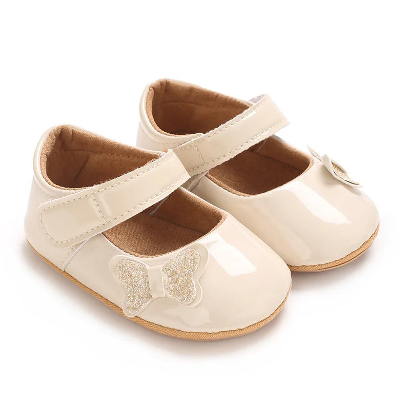 Adorable Baby Girls Sparkly Mary Jane Flats with Bow Detail Non-Slip Sole Perfect for Newborns and Infants
