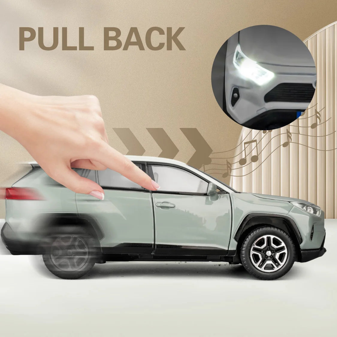TGRCM-CZ RAV4 Diecast Alloy Toy Car Light Sound Collectible