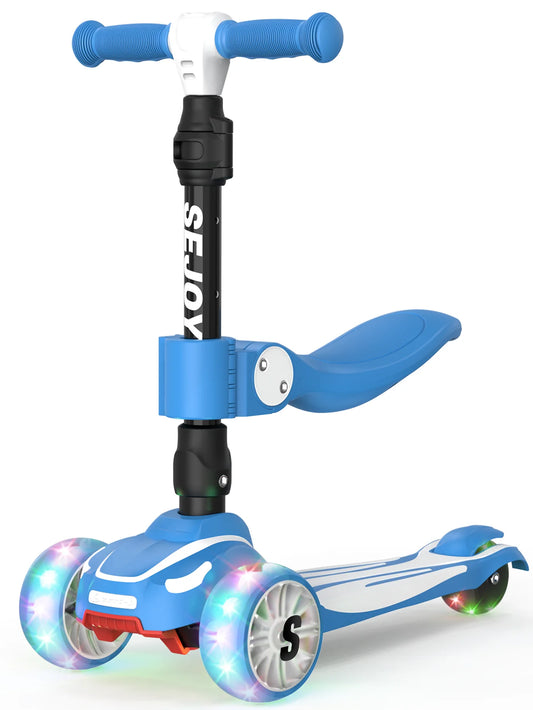 Sejoy Three Wheel Kick Scooter With Led Lights Adjustable Height