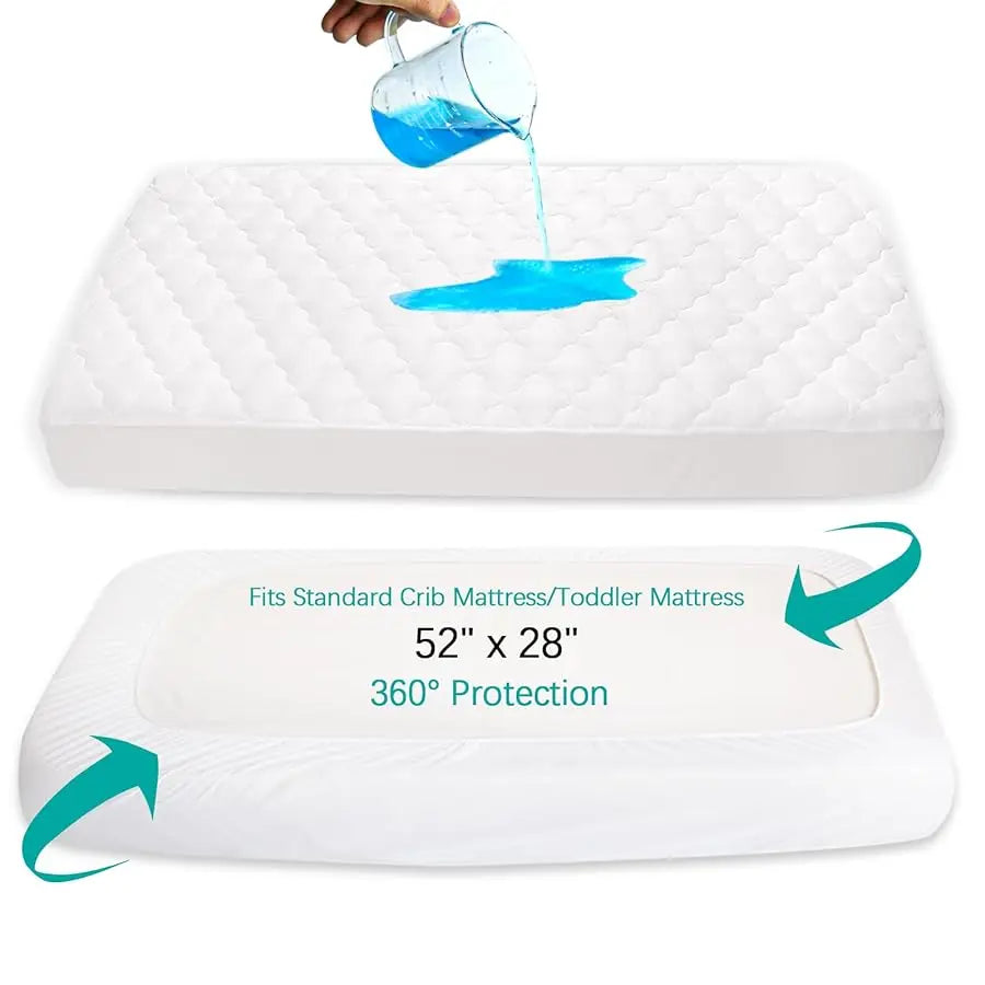 Crib Mattress Protector Sheets Fitted Waterproof Crib Mattress Pad Co er, Noiseless & Machine Wash 100% Absorbent Crib/Toddler M
