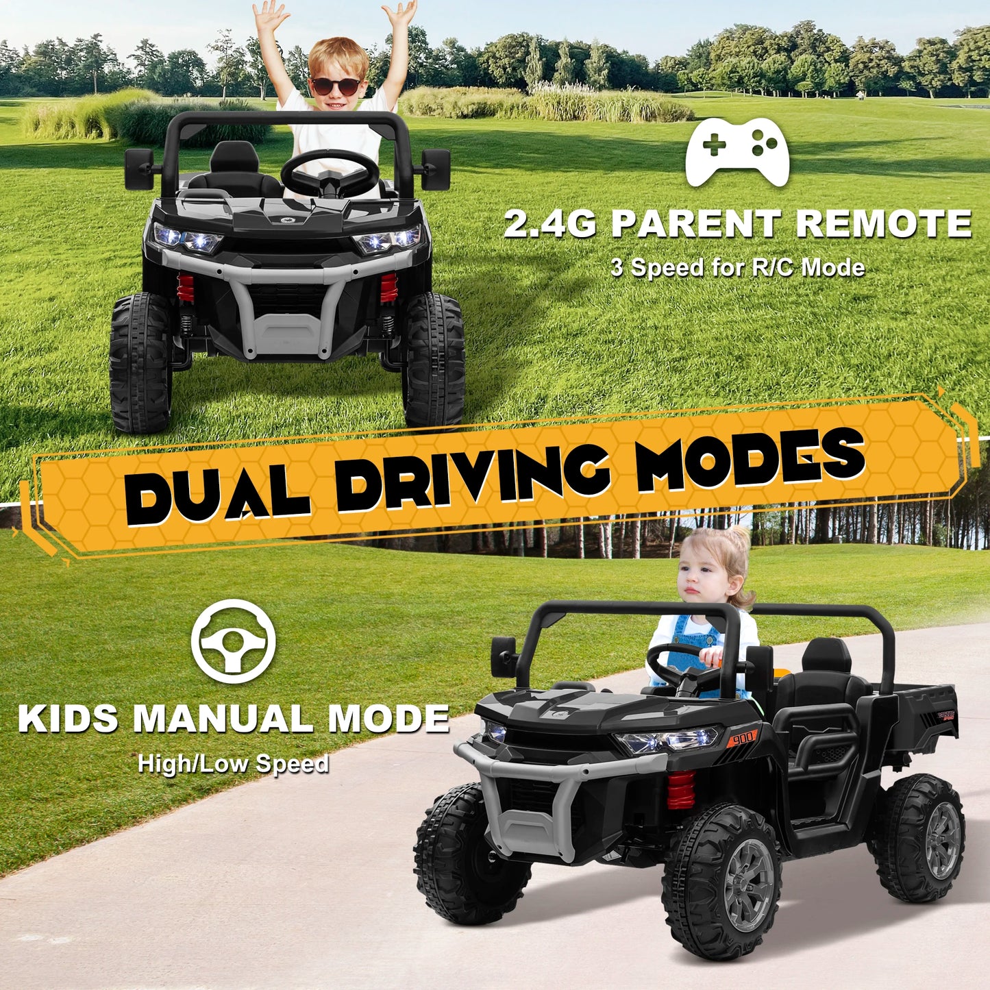 24V Ride On Dump Truck For Kids 2 Seater Bluetooth