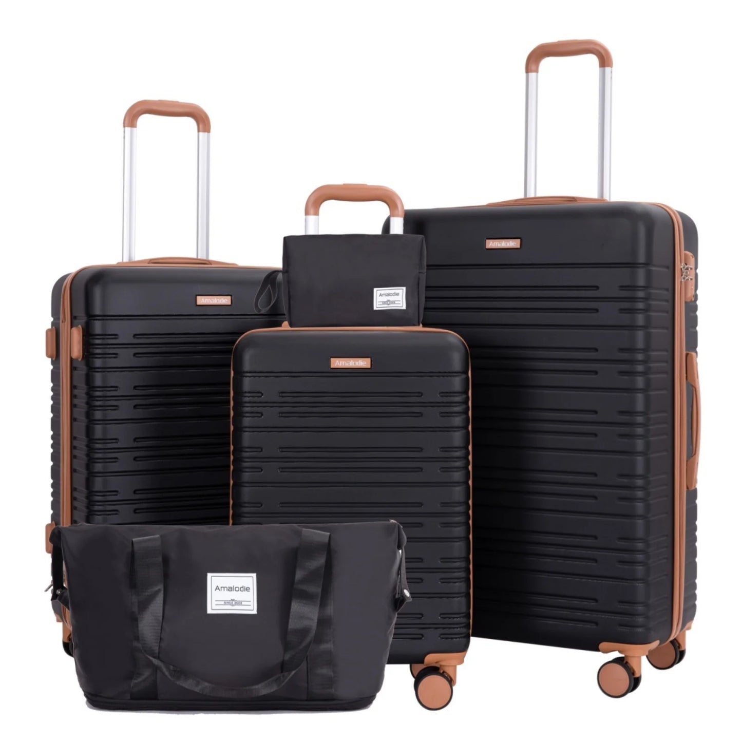 AMALODIECN 3-Piece Luggage Set With Spinner Wheels TSA Lock