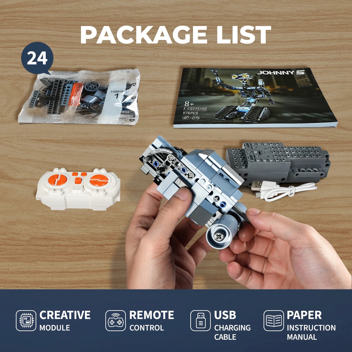 Johnny 5 Robot Building Blocks Set With Remote Control