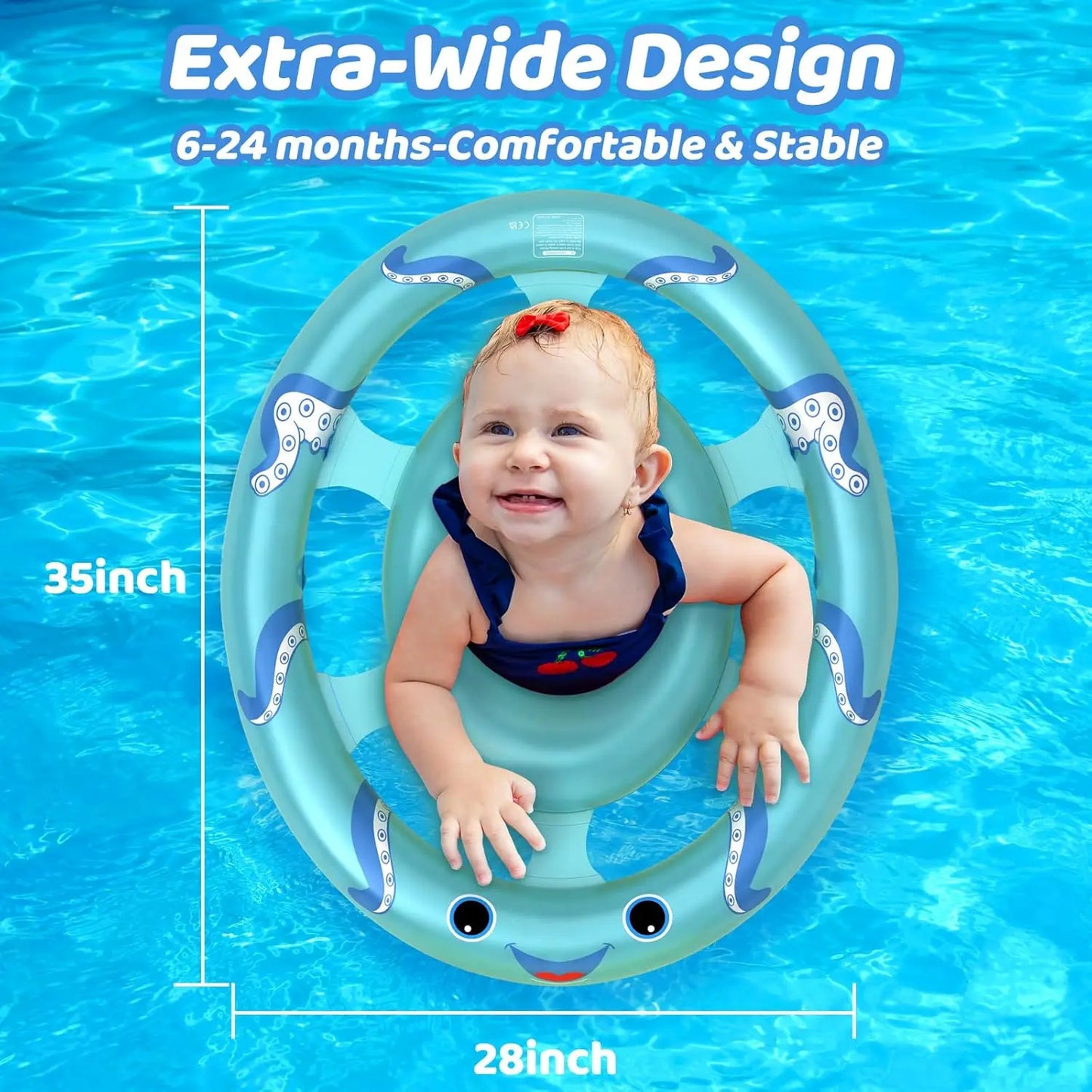 Baby Pool Float with Removable UPF50+ Sun Protection Canopy, Baby Swim Floats for 6-24 Months Infant Toddler, Extra Wide Dual Ai