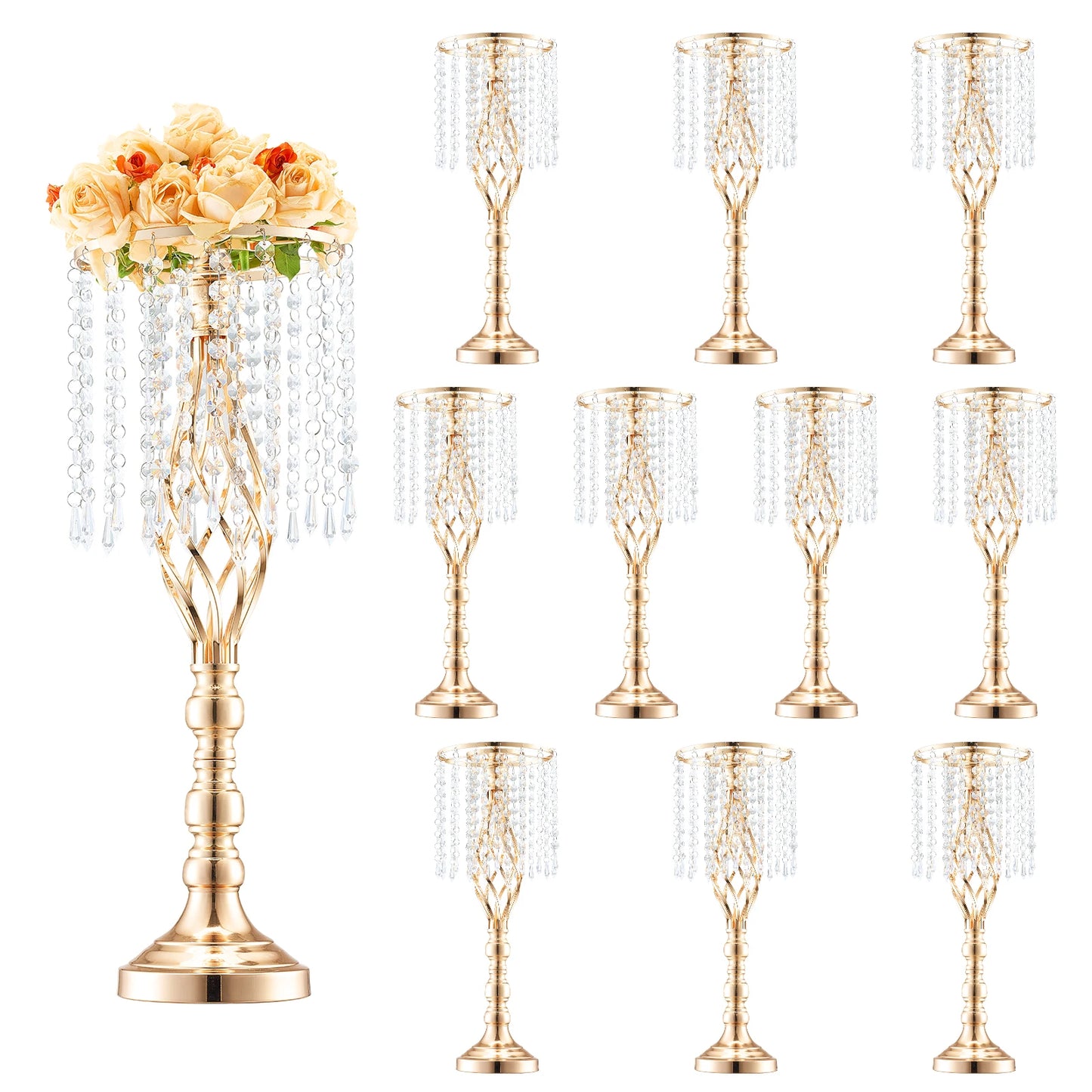 NONECN SucceBuy Tall Crystal Wedding Flower Stand Centerpiece Vase