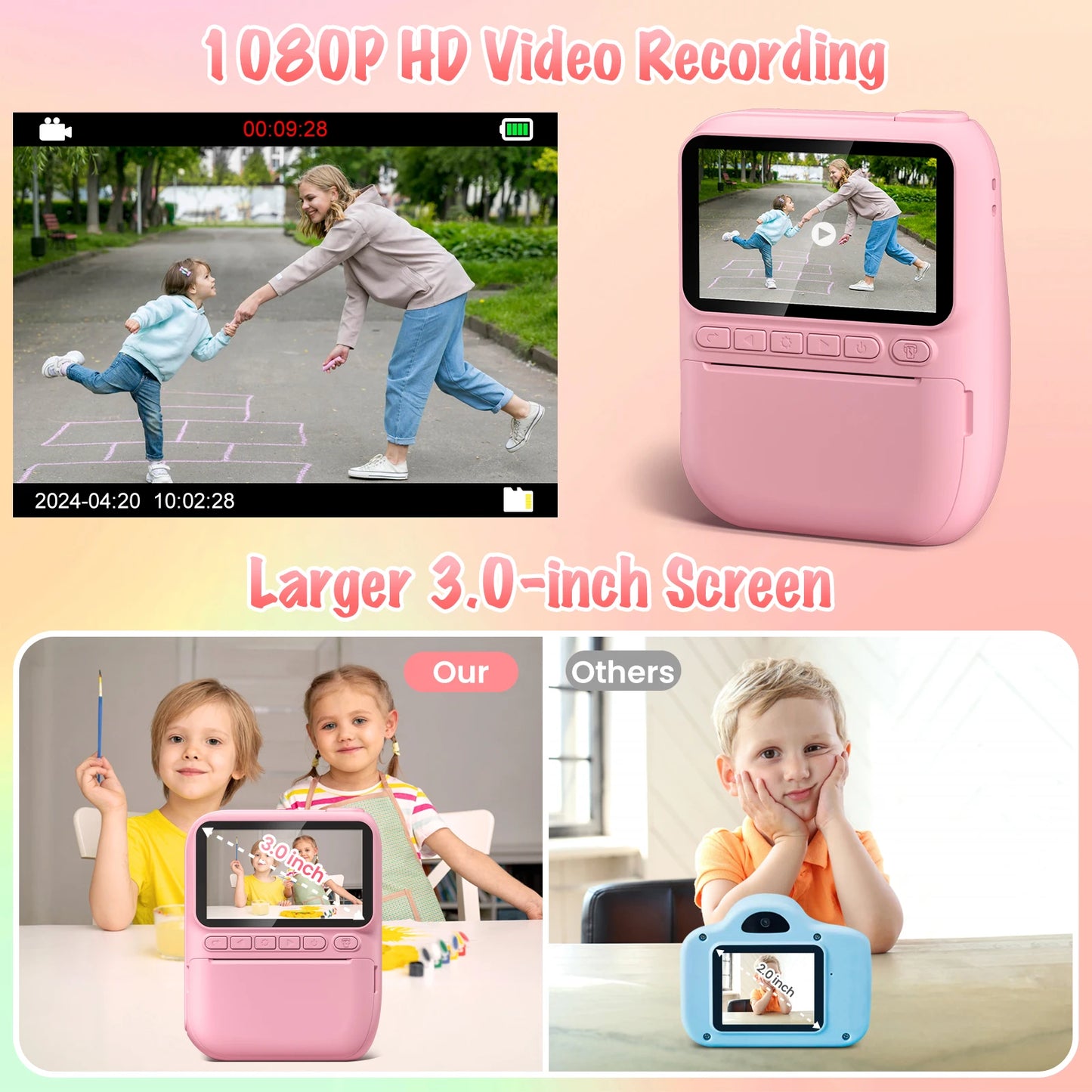 DIAMOOKYCN Instant Print Camera For Kids With 32MP HD