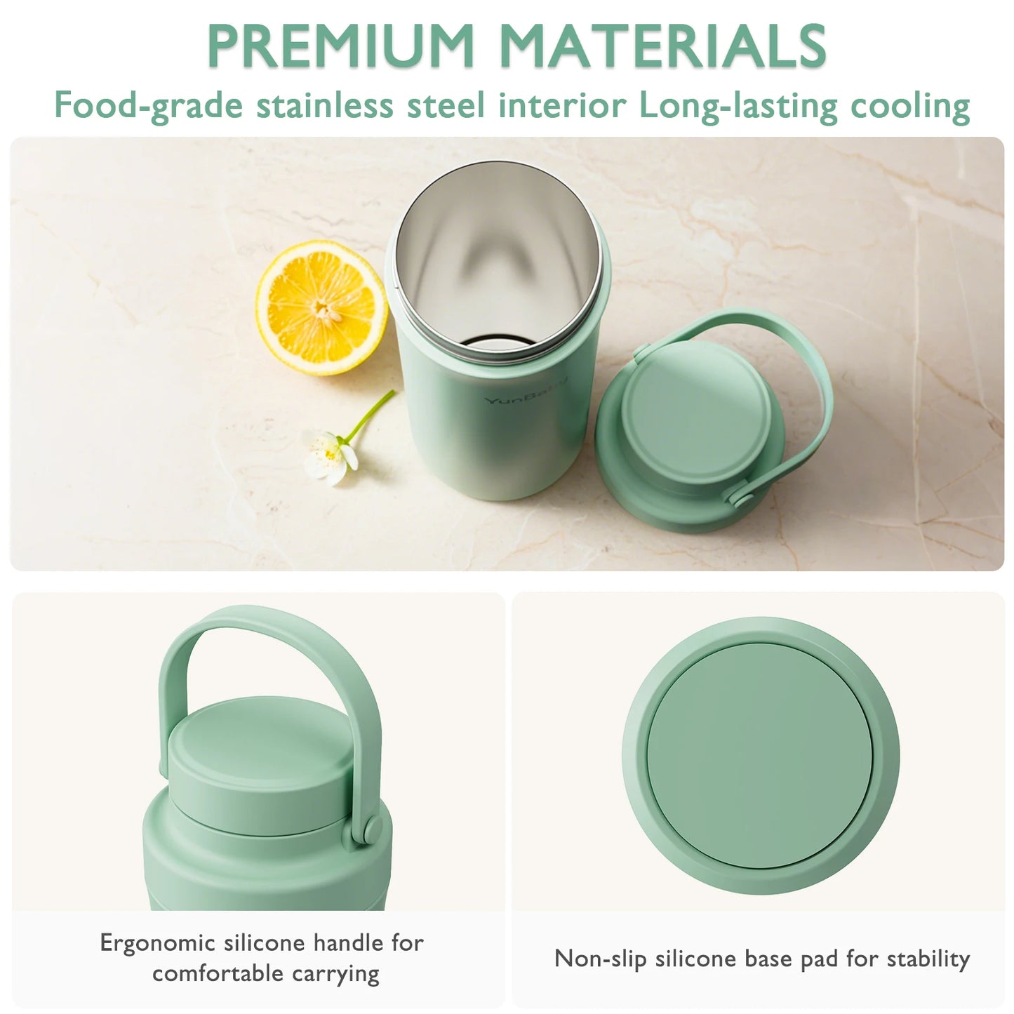 YunBaby All-Day Breast Milk Chiller - Complete Set with 2 Bottles & Ice Pack (22oz)