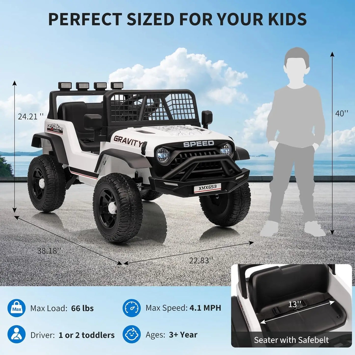 12V Ride On Car For Kids Remote Controlled LED Lights