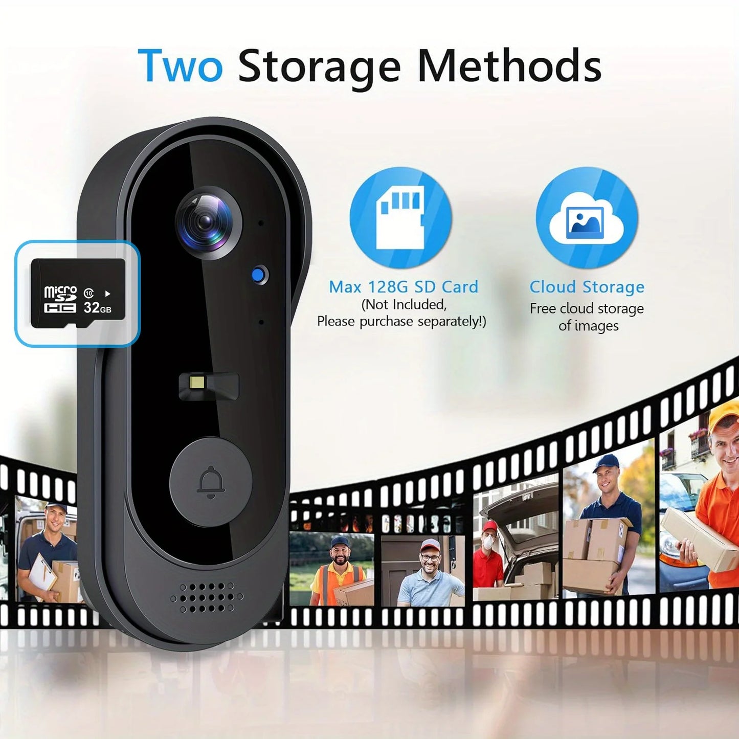 Tuya WiFi Home Smart Video doorbell Outdoor bidirectional HD door eye camera 1080P support SD card cloud storage waterproof