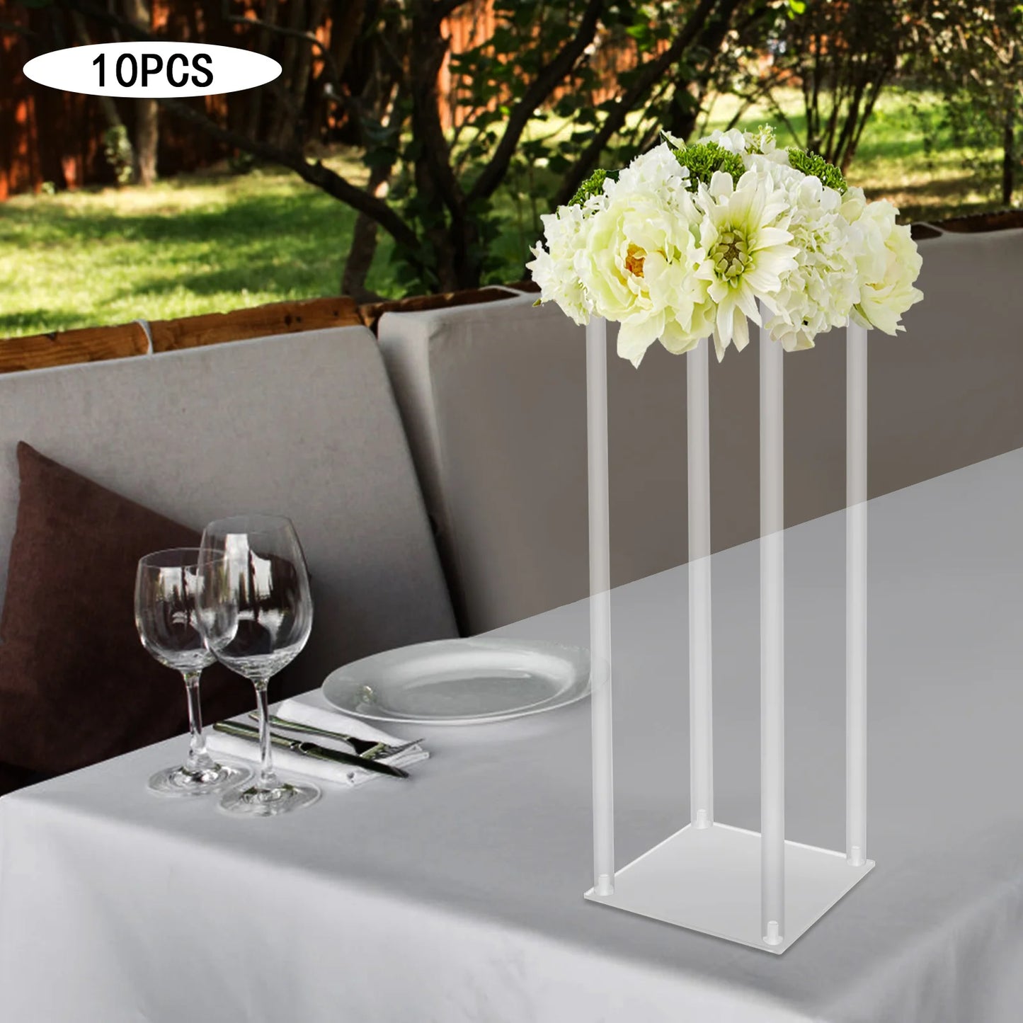 NONECN Clear Column Flower Display Stands 10 Pcs Acrylic Geometric Centerpieces
