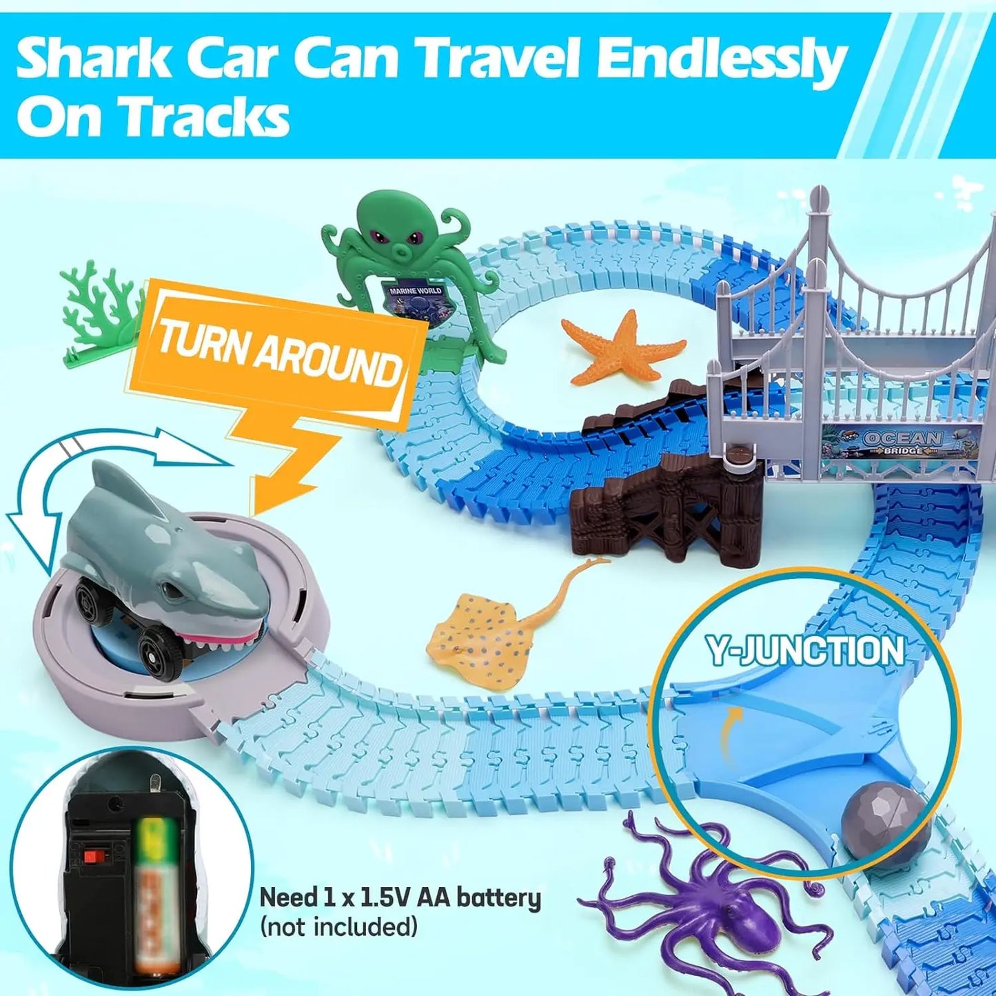 VATOS Shark Race Car Toy Oceanic Theme For Kids 3+