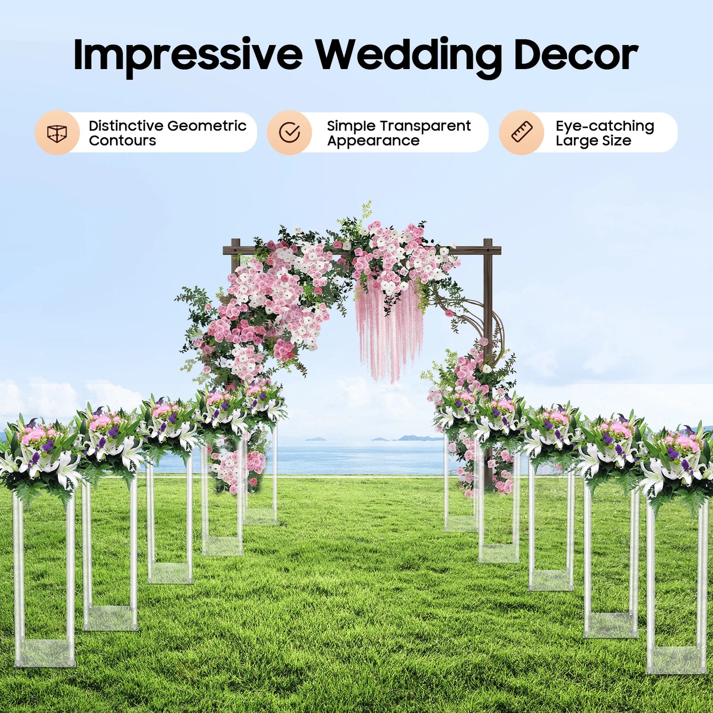 NONECN Clear Column Flower Display Stands 10 Pcs Acrylic Geometric Centerpieces