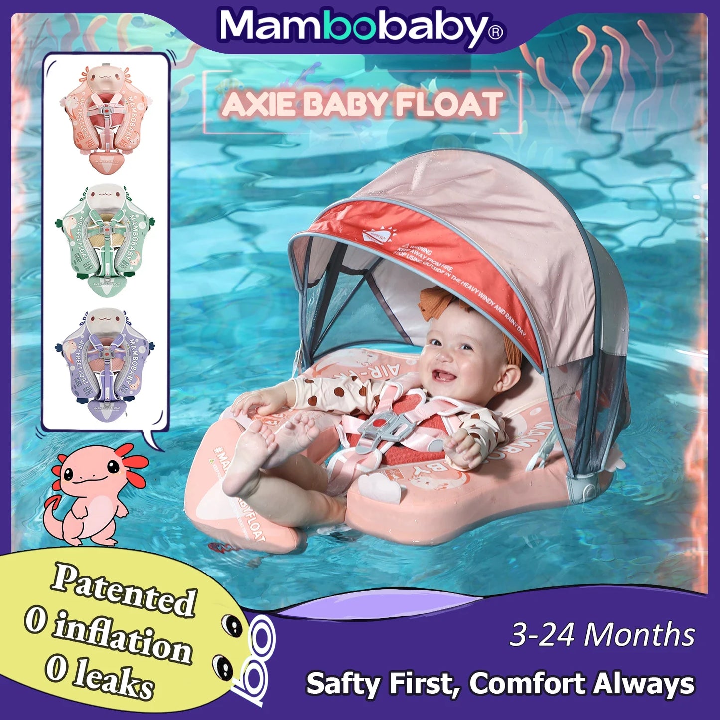 Mambobaby Float Axie Baby Pool Float Non Inflatable UV Canopy