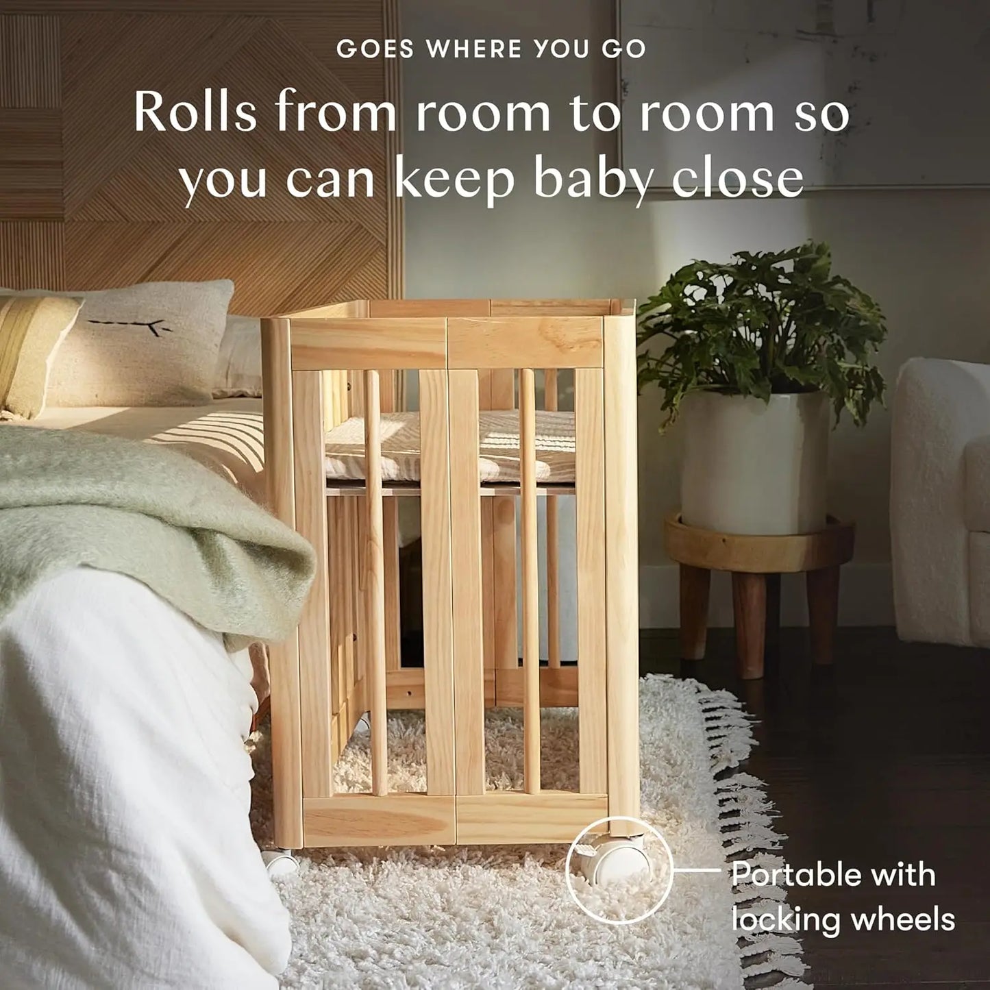 Yuzu 8-In-1 Convertible Baby Crib Bassinet To Toddler Bed