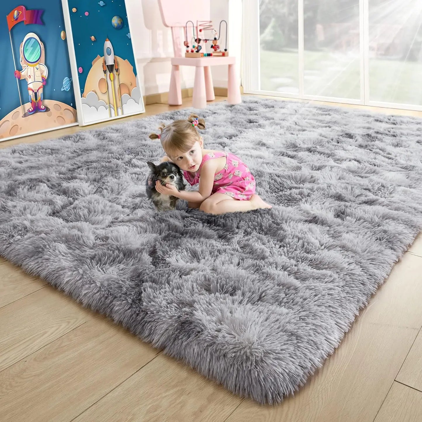 AUBUSSON Fluffy Polyester Rugs For Bedroom And Living Room Decor