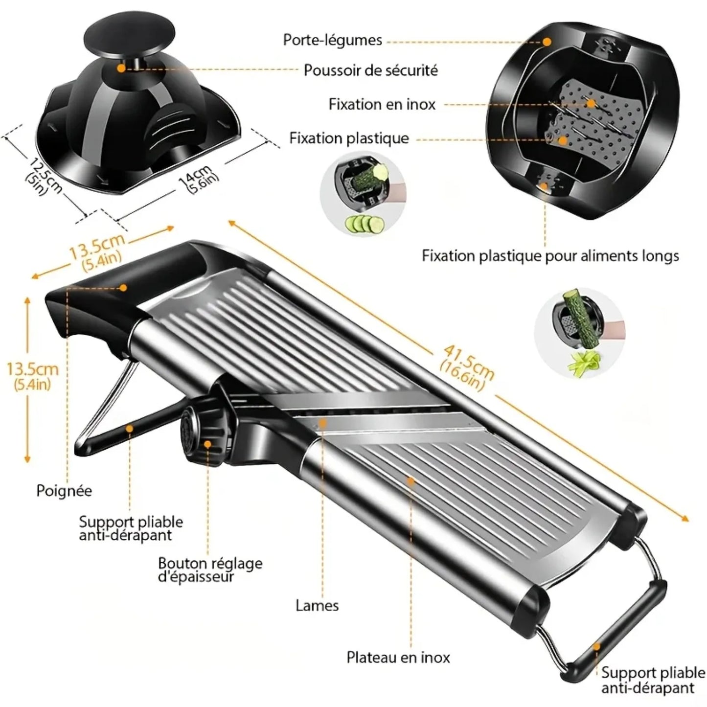 AEDG Stainless Steel Mandoline Slicer With 5 Blades