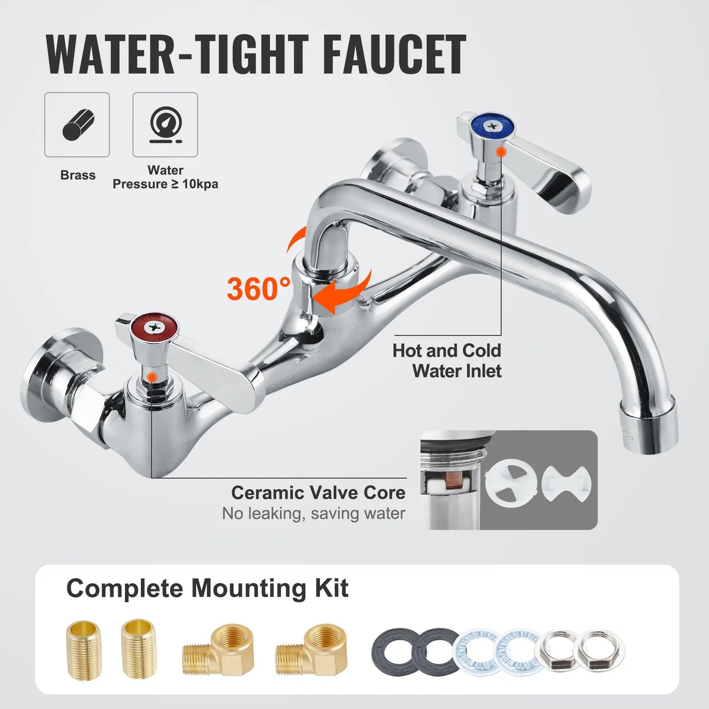 SucceBuy Stainless Steel Kitchen Sink With Faucet Commercial Grade