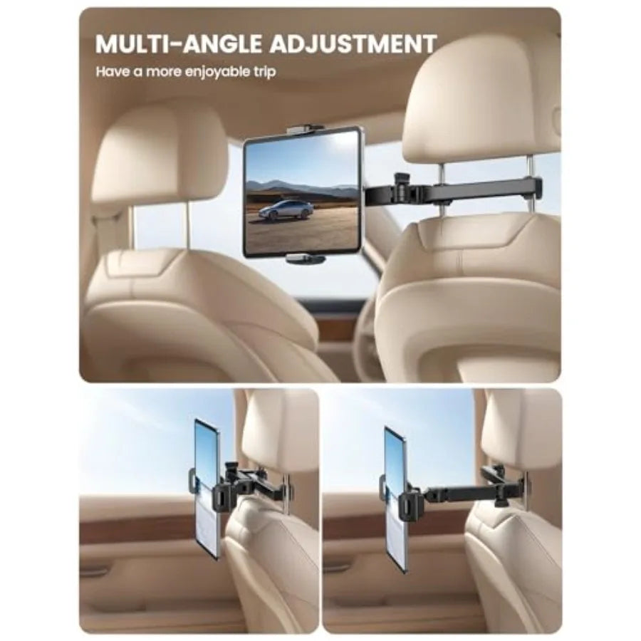 Car Headrest Tablet Holder 3 in 1 Adjustable Extension Arm for Back Seat Entertainment During Road Trips Compatible wi