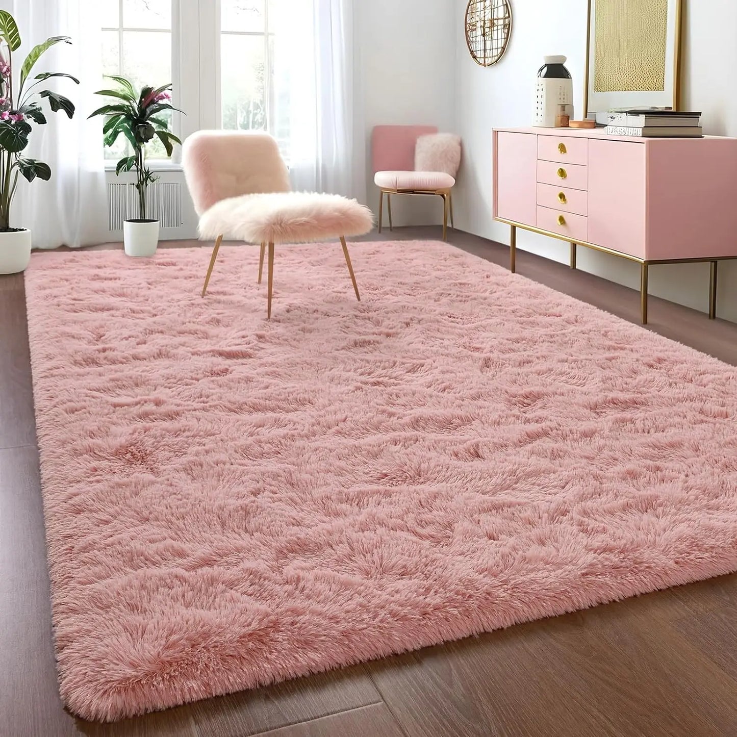 AUBUSSON Fluffy Polyester Rugs For Bedroom And Living Room Decor