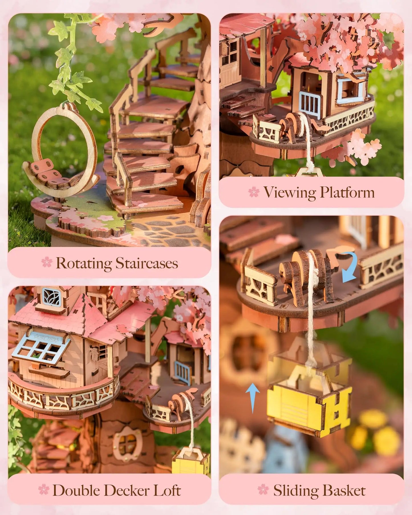 Robotime Sakura Tree House 3D Wooden Puzzle Kit for Adults