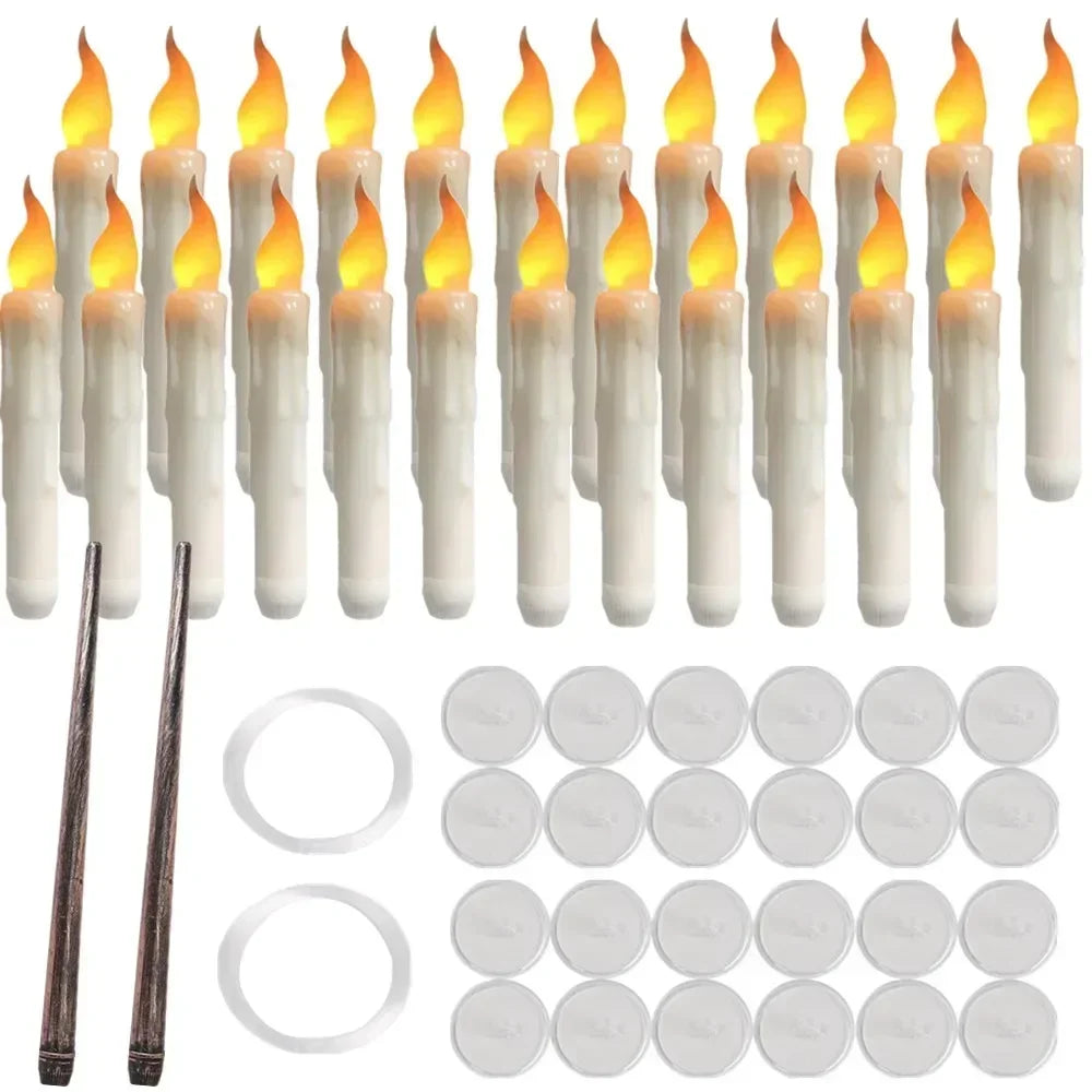 Floating Candles With Wand Remote Flameless Led Taper For Halloween