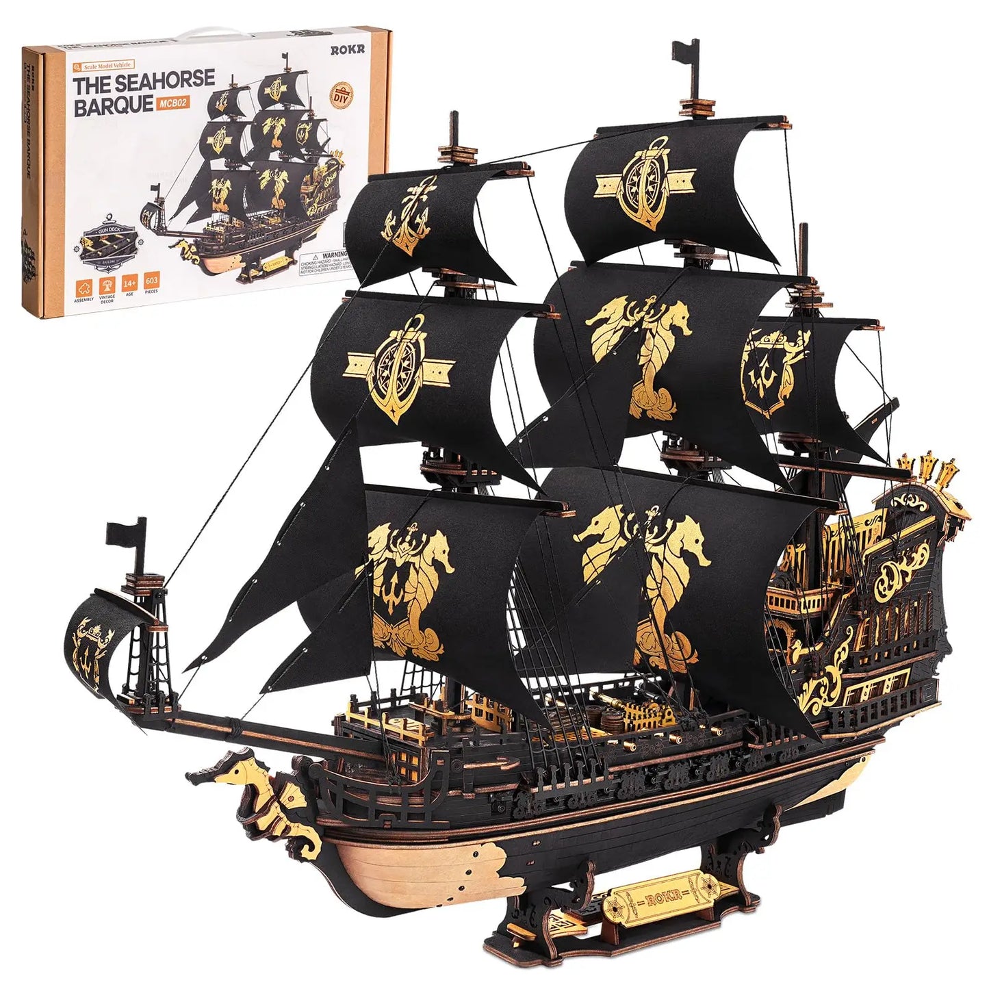 Robotime 3D Wooden Ship Model Kit The Seahorse Barque