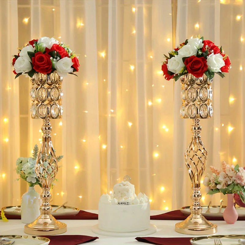 Metal Diamond Crystal Vase And Multi-Purpose Flower Stand Wedding Centerpiece