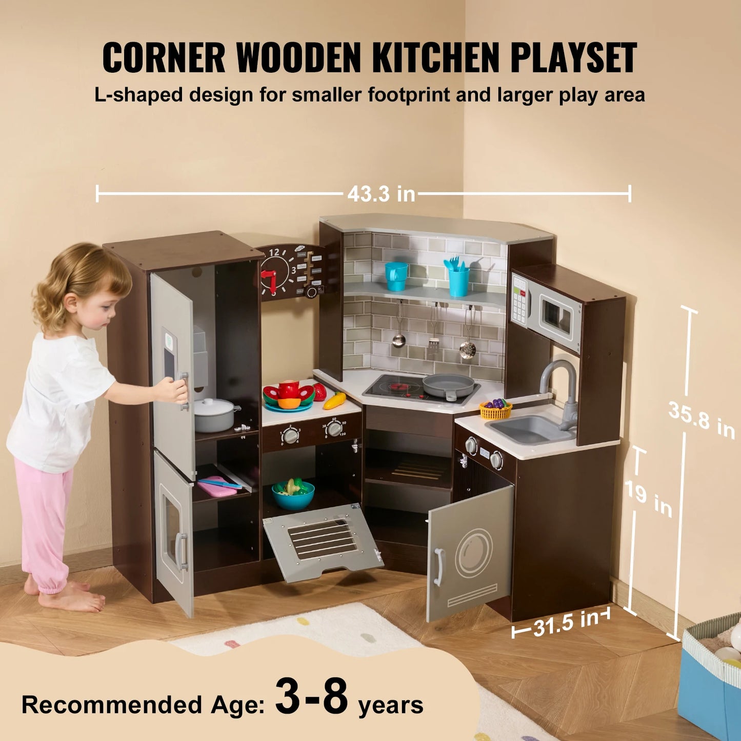 SucceBuy Play Kitchen Set For Kids With Ice Maker
