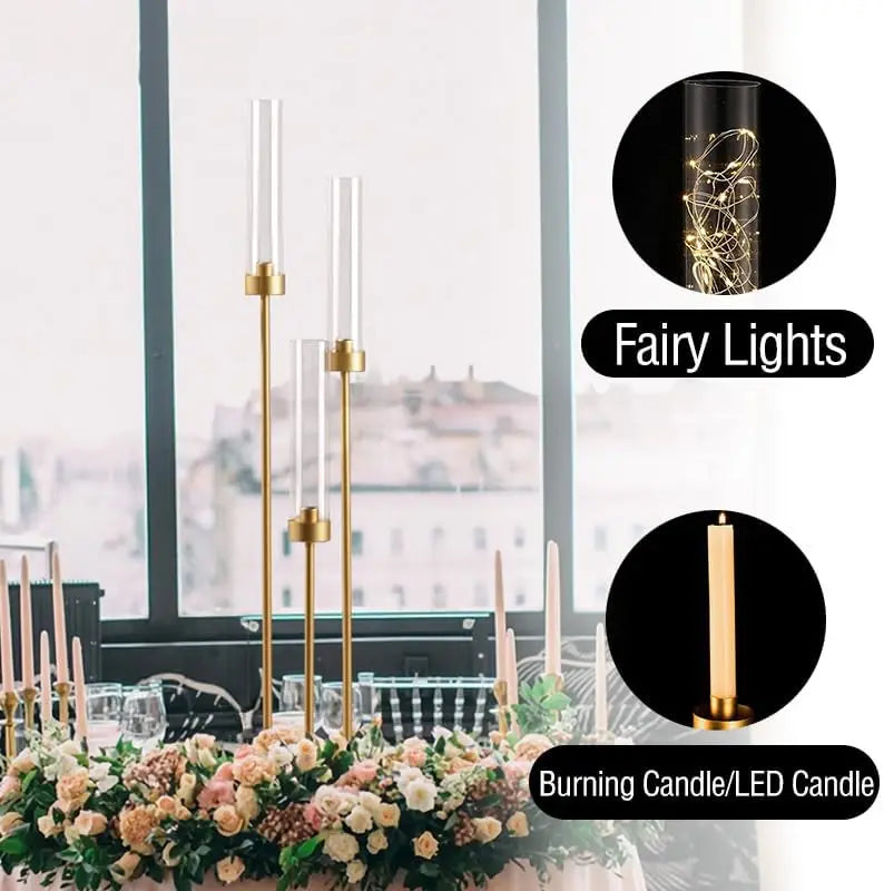 VINCIGANT Gold Candelabra Centerpiece For Elegant Table Decor