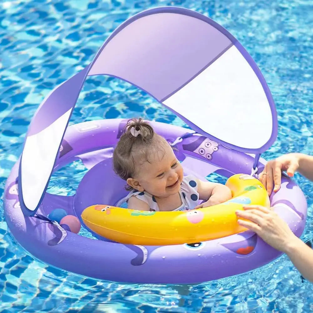 Hign-concerned Baby Pool Float With UPF50 Sun Protection Canopy