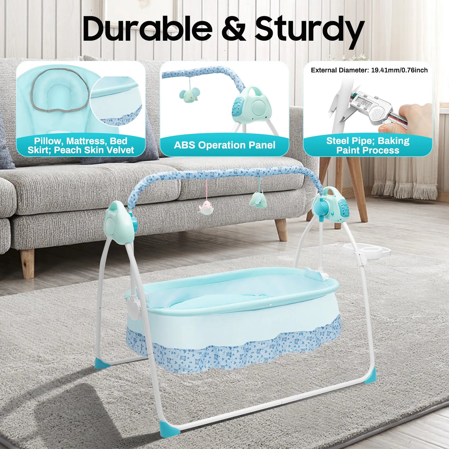 Cradle Swing Sleeping Bed Auto Rocking Chair Bed Swing 5 Speed Stand Baskets Musical Sleeping Basket 0-18 Months