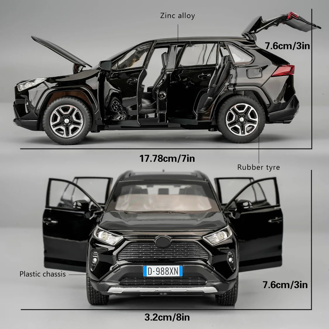 TGRCM-CZ RAV4 Diecast Alloy Toy Car Light Sound Collectible